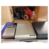 Soundesign Radio, Magnavox DVD Player, Sharp VCR, and Cable Lot