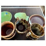 Vintage Pottery and Stoneware Dishware Collection including Mugs, Bowls, and Serving Pieces