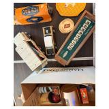 Vintage Tin Trucks, Rummy Tile Game, and Collectibles Assortment