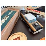 Vintage Tin Trucks, Rummy Tile Game, and Collectibles Assortment