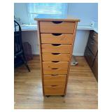 Tall Wooden 7-Drawer Storage Cabinet on Wheels