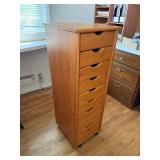 Tall Wooden 7-Drawer Storage Cabinet on Wheels