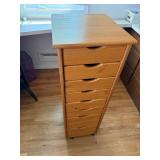 Tall Wooden 7-Drawer Storage Cabinet on Wheels