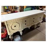Antique White Wooden Sideboard with Ornate Detailing