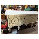 Antique White Wooden Sideboard with Ornate Detailing