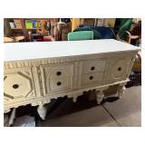 Antique White Wooden Sideboard with Ornate Detailing