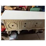 Antique White Wooden Sideboard with Ornate Detailing