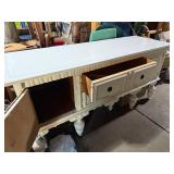 Antique White Wooden Sideboard with Ornate Detailing