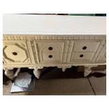 Antique White Wooden Sideboard with Ornate Detailing