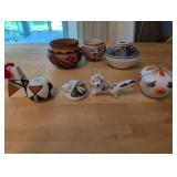 Collection of 7 Native American Miniature Pottery and Figurines, Acoma Pueblo, Robert Tenorio & P. Jim