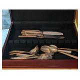 Vintage Silver-Plated Flatware Set in Wooden Presentation Box
