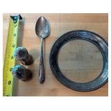 Sterling Silver Tableware Set: Sweetheart Rose Spoon, Frank M. Whiting & Co. Plate, Salt & Pepper Shakers