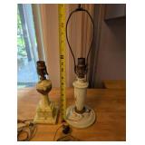 Pair of Vintage Uranium Swirled Slag Glass Table Lamps