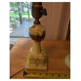 Pair of Vintage Uranium Swirled Slag Glass Table Lamps