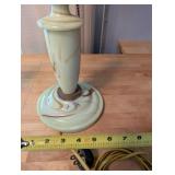 Pair of Vintage Uranium Swirled Slag Glass Table Lamps