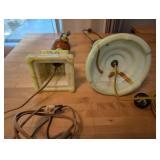 Pair of Vintage Uranium Swirled Slag Glass Table Lamps