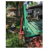 Vintage Wooden Farm Wagon with Red Iron Wheels