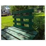 Vintage Wooden Farm Wagon with Red Iron Wheels