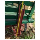 Vintage Wooden Farm Wagon with Red Iron Wheels