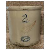 Pair of 2-Gallon Antique Stoneware Crocks Red Wing and Union