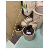 Collection of 5 Antique Stoneware Whiskey Jugs Including Western Stoneware