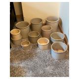 Collection of 10 Vintage Stoneware Crocks Assorted Sizes