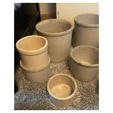 Collection of 10 Vintage Stoneware Crocks Assorted Sizes