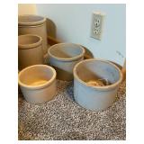 Collection of 10 Vintage Stoneware Crocks Assorted Sizes