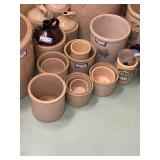 Collection of 10 Vintage Stoneware Crocks Assorted Sizes