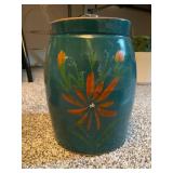 Set of 3 Hand-Painted Ceramic Canisters with Floral Designs