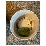 Set of 2 Decorative Bowls Floral Stoneware and Planter Pot