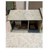 Vintage Metal Dollhouse with Furniture and Carport
