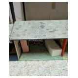 Vintage Metal Dollhouse with Furniture and Carport
