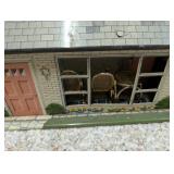 Vintage Metal Dollhouse with Furniture and Carport