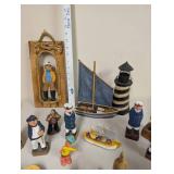 Set of Nautical Figurines and Model Boats Maritime Decor Collection