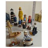 Set of Nautical Figurines and Model Boats Maritime Decor Collection