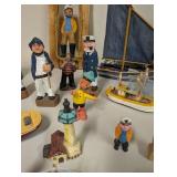 Set of Nautical Figurines and Model Boats Maritime Decor Collection