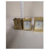 Set of 3 Brass Mantel Clocks Assorted Styles