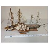 Set of 3 Vintage Wooden Ship Models Including Topaz Brig 1807 by Piel Craftsmen