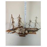 Set of 3 Vintage Wooden Ship Models Including Topaz Brig 1807 by Piel Craftsmen
