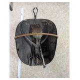 Vintage Fireplace Tool Set with Scuttle Pan and Brass Handle