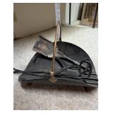 Vintage Fireplace Tool Set with Scuttle Pan and Brass Handle