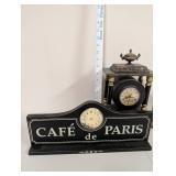 Set of 3 Vintage-Style Decorative Clocks Including Cafe de Paris Sign