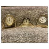 Set of 3 Brass Tabletop Clocks Howard Miller Linden Quartz