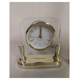 Set of 3 Vintage Quartz Desk Clocks with Gold Tone Accents