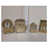 Set of 4 Vintage Brass Mantel Clocks Assorted Styles