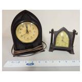 Lot of 2 Vintage Art Deco Mantel and Alarm Clocks