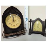 Lot of 2 Vintage Art Deco Mantel and Alarm Clocks