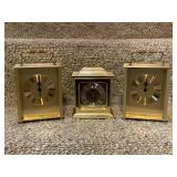 Set of 3 Vintage Brass Carriage Clocks Assorted Brands