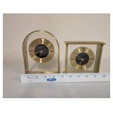 Set of 2 Vintage Desk Clocks Hampton & Portsmouth Brass and Glass